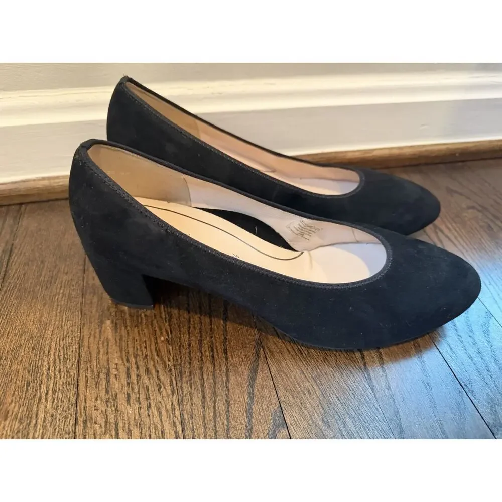 Ara Black Block Heel Pumps Suede size US Sz 10 style NEW